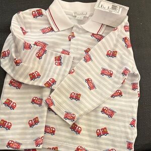 Kissy Kissy White and Red Fire Truck Polo